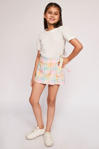 Pink & Orange Checks Straight Skirt, Pink, image 1